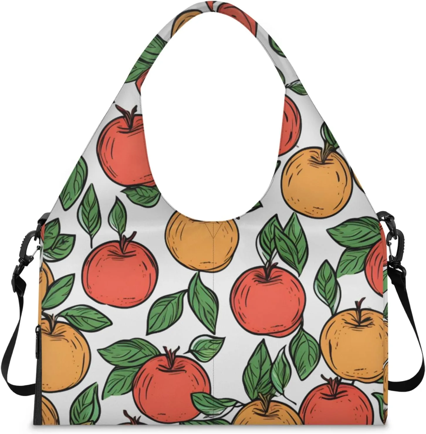 Green Fruit Gym Bag Yoga Mat Tote for Women with Shoes Compartment Lightweight Duffle Travel Carrier Wet Dry Storage Pockets Adjustable Pilates Mats Shoulder Bags for Sport Swim