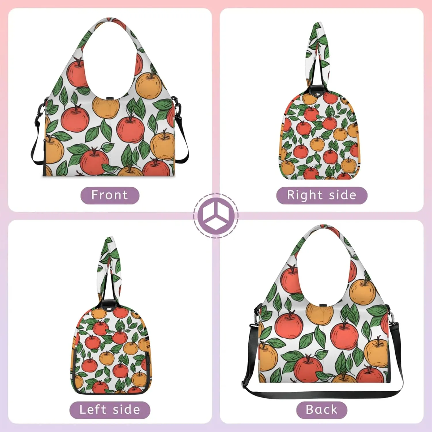 Green Fruit Gym Bag Yoga Mat Tote for Women with Shoes Compartment Lightweight Duffle Travel Carrier Wet Dry Storage Pockets Adjustable Pilates Mats Shoulder Bags for Sport Swim