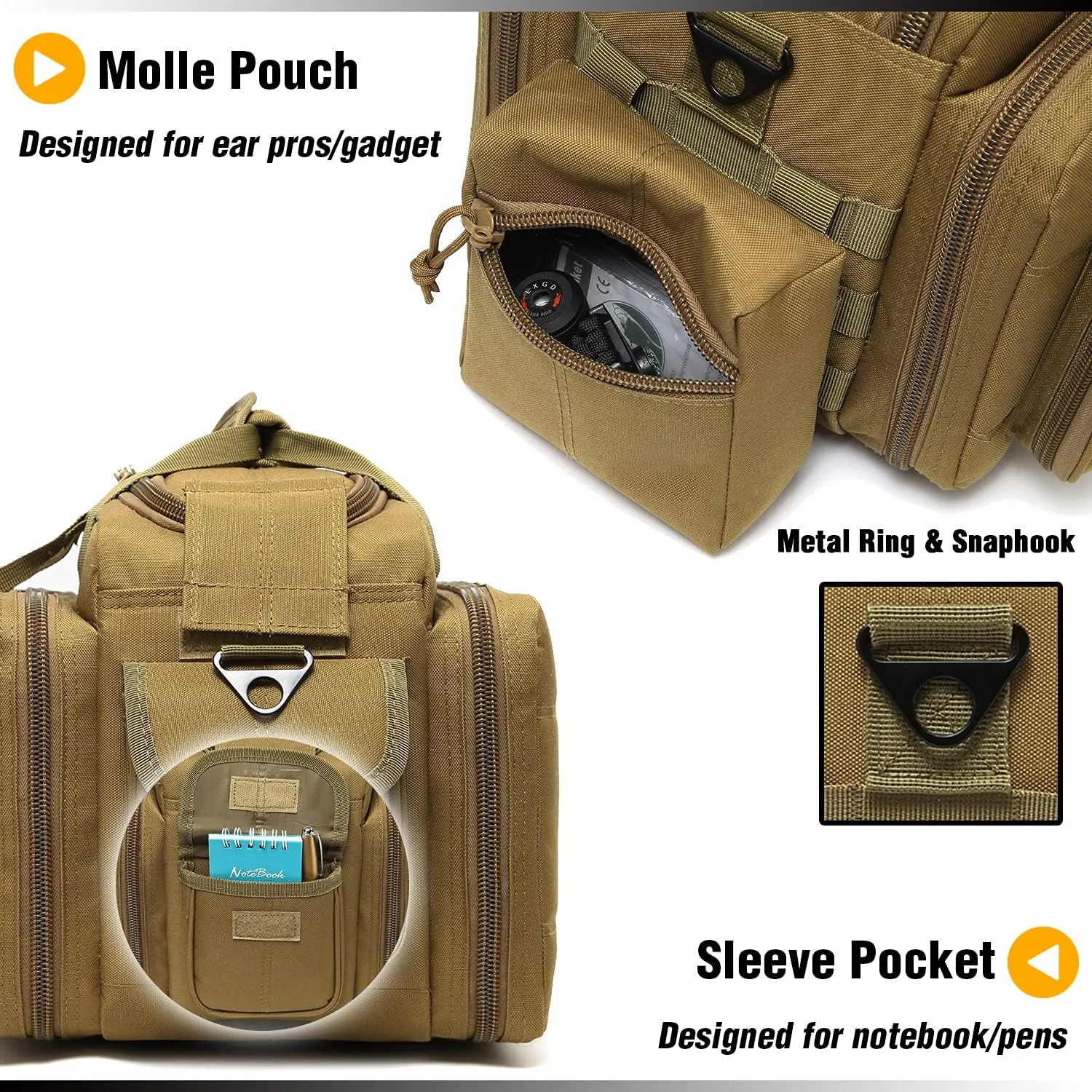 Gun Case Bag Deluxe Medium Size | Tactical 2~4 Pistol Bag Firearm Shooting Case with Lockable Zipper for Shooting Range Outdoor Hunting | US Flag Patch   MOLLE Pouch   Universal Holster Included