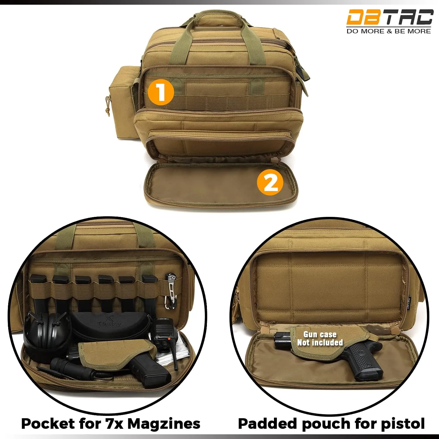 Gun Case Bag Deluxe Medium Size | Tactical 2~4 Pistol Bag Firearm Shooting Case with Lockable Zipper for Shooting Range Outdoor Hunting | US Flag Patch   MOLLE Pouch   Universal Holster Included
