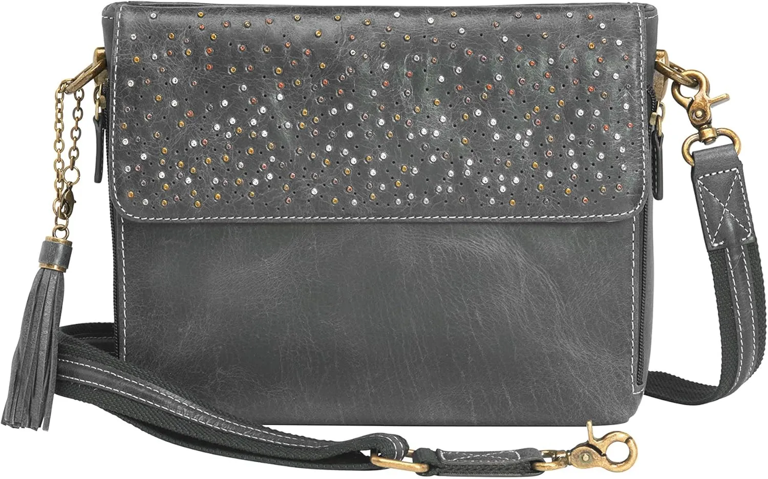 Gun Tote'n Mamas womens Tote'n (Grey) Distressed Buffalo Leather Crossbody Organizer Purse by Gun Tote n Mamas, Grey, Medium US