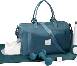 Gym Bag for Women Men Duffle Bags for Travel with Shoe Compartment Shoulder Weekender Overnight Carry on Tote Bags for Airplane Beach Bag Workout Yoga Sport Swimming Peacock Blue