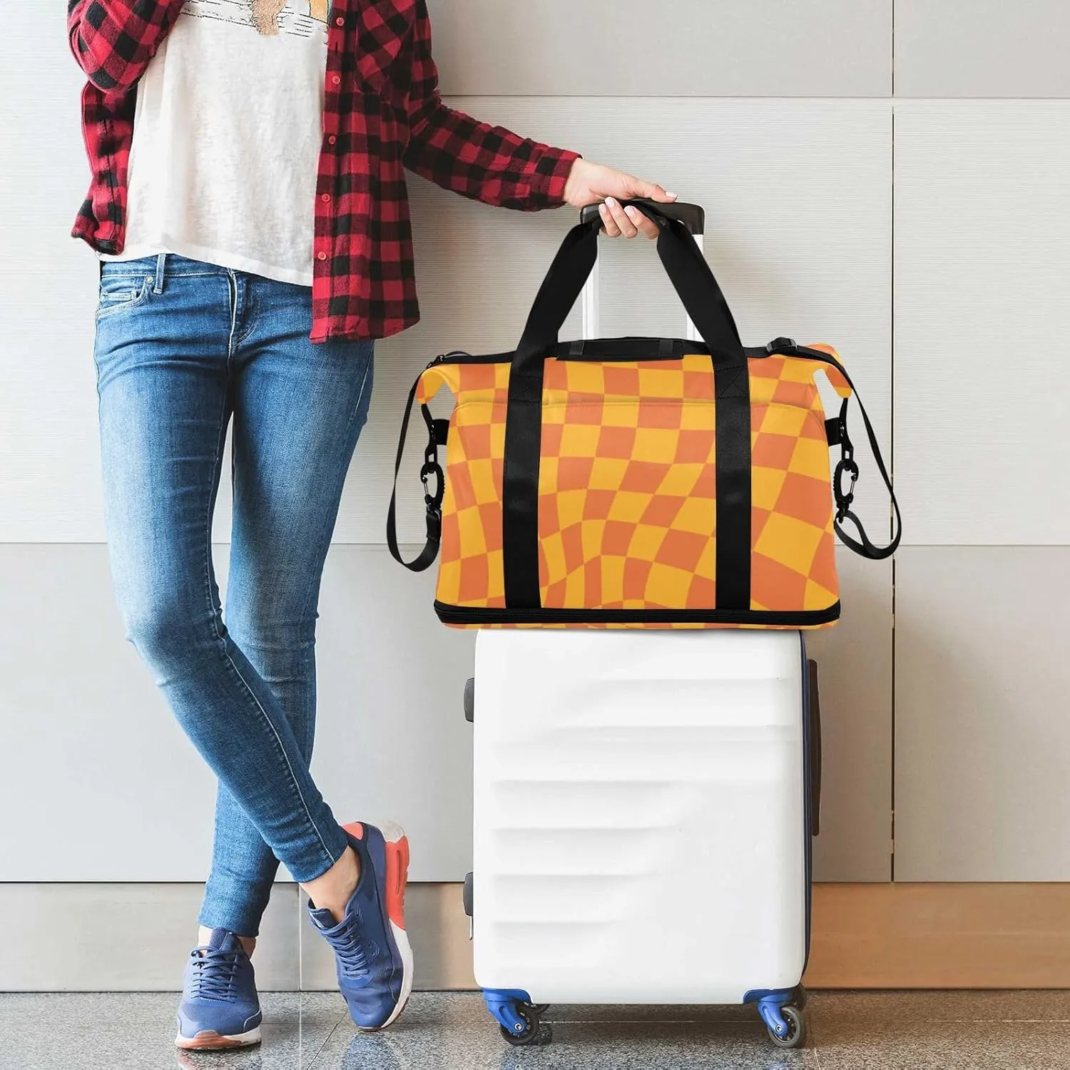 Gym Bag for Women with Toiletry Bags Large Overnight Bags Travel Duffel Bag Carry On Shoulder for Women Airplane Traveling Multicolor 10