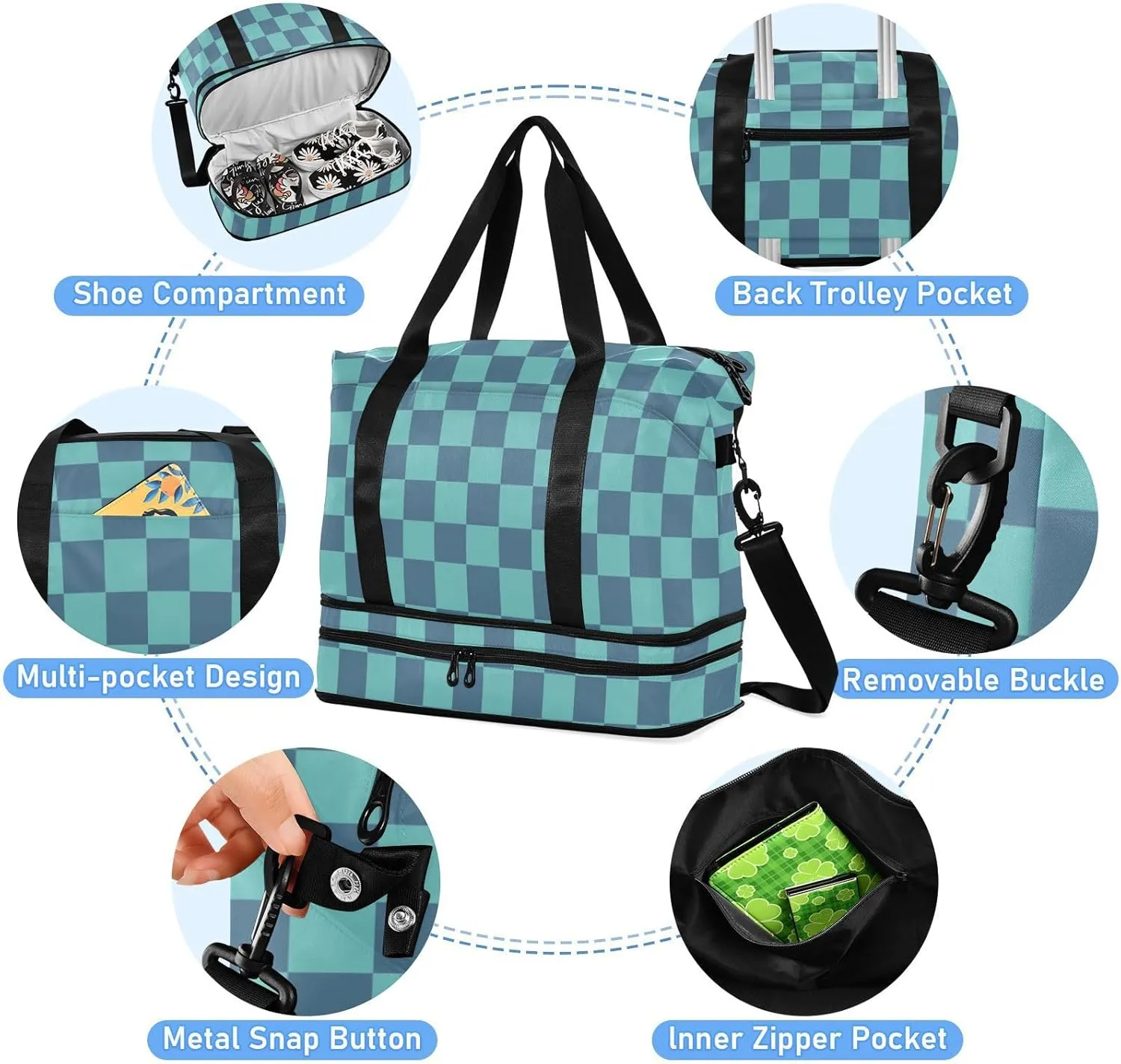 Gym Bag for Women with Toiletry Bags Large Overnight Bags Travel Duffel Bag Carry On Shoulder for Women Airplane Traveling Multicolor 4