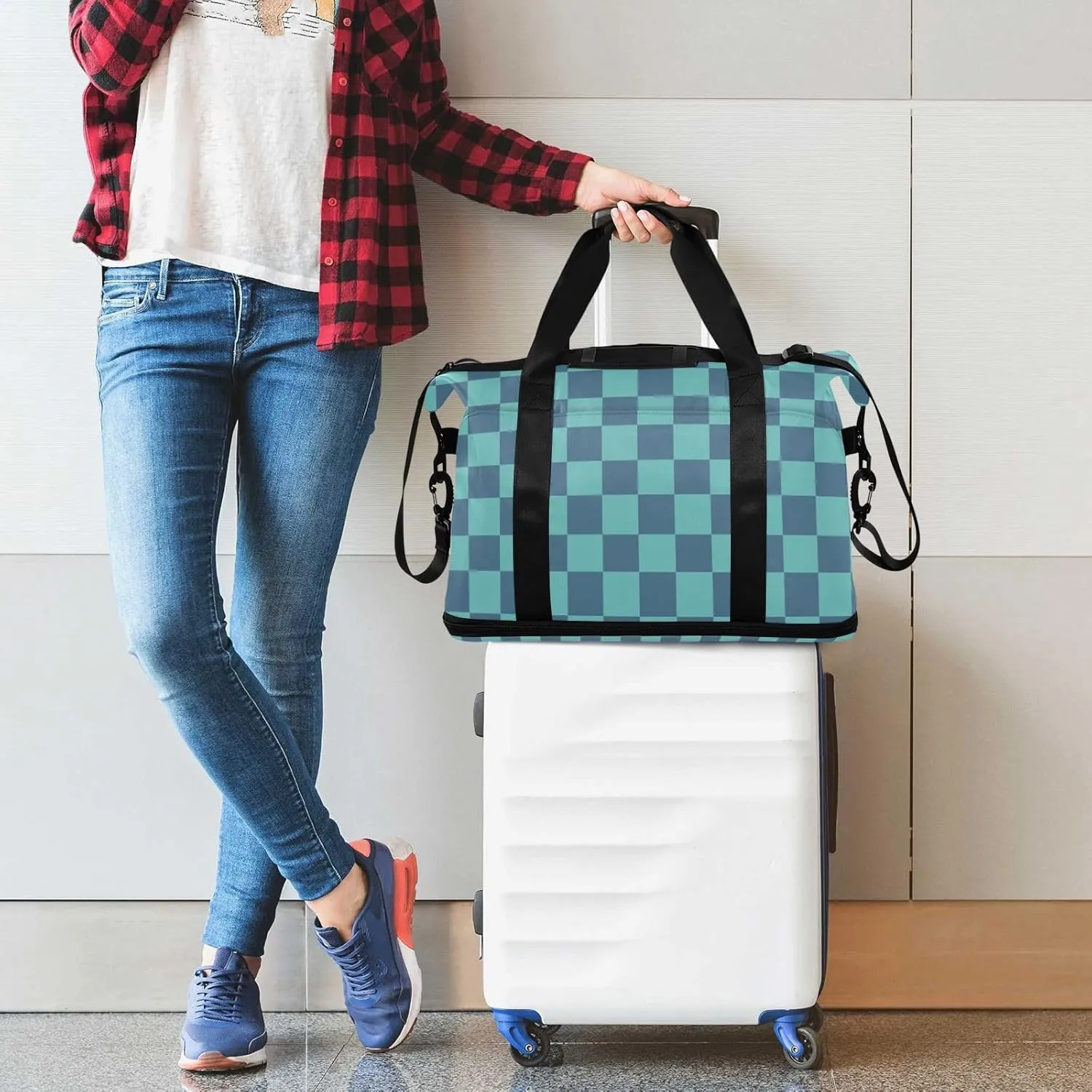 Gym Bag for Women with Toiletry Bags Large Overnight Bags Travel Duffel Bag Carry On Shoulder for Women Airplane Traveling Multicolor 4
