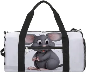 Gym Bag Grey Rat Gym Bag for Women Men Backpack Gym Bag with Shoe Compartment Reusable Gym Bag Mini Gym Bag