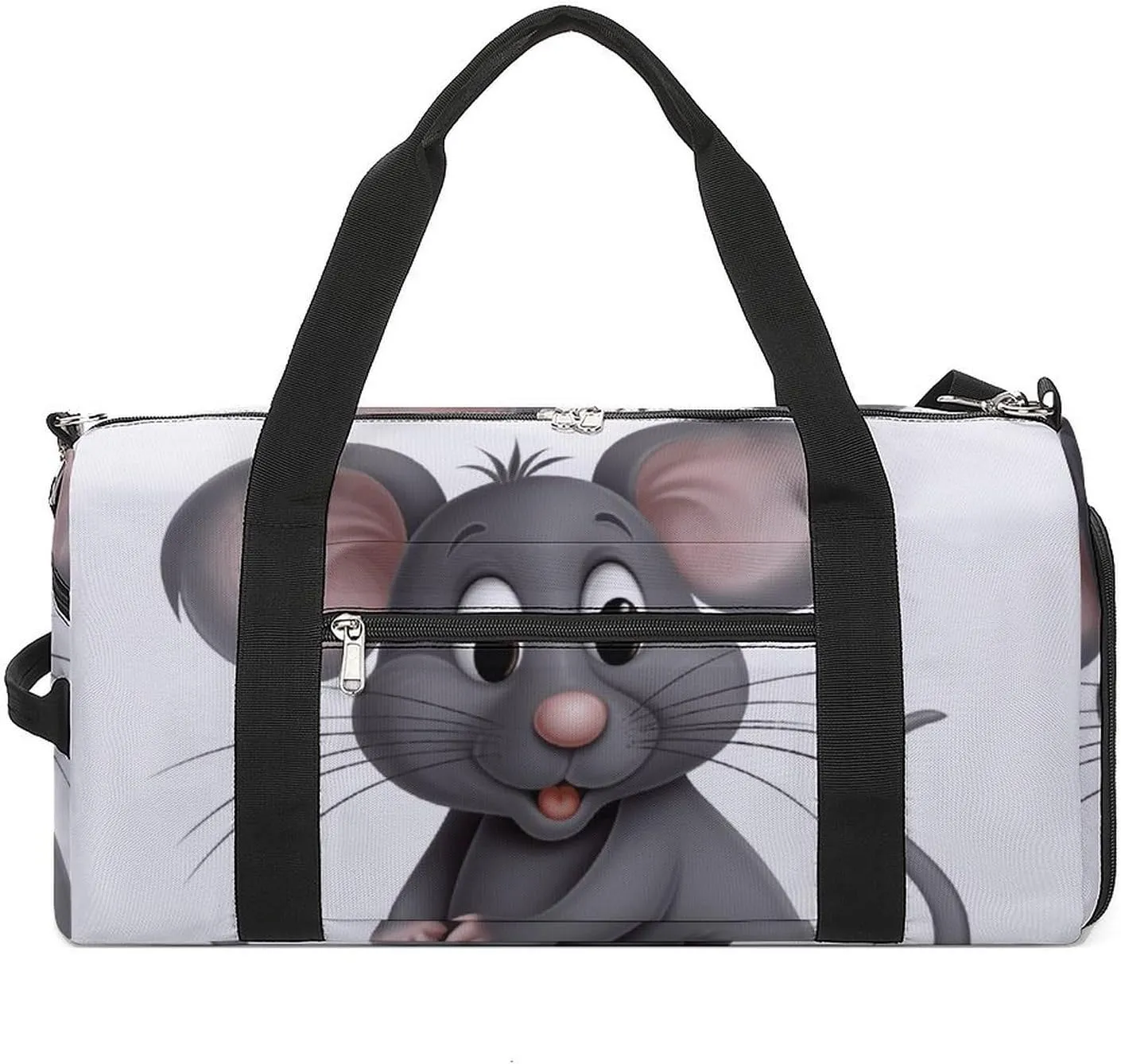 Gym Bag, Grey Rat Printed Gym Bag,zippered Gym Bag,travel Gym Bag,gym Bag with Compartments
