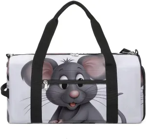 Gym Bag, Grey Rat Printed Gym Bag,zippered Gym Bag,travel Gym Bag,gym Bag with Compartments