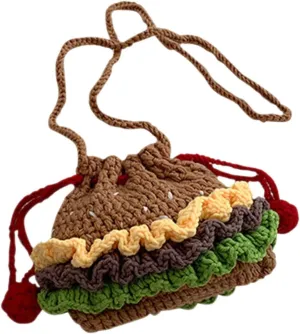 Hand Knitted Drawstring Bag Portable Sling Purse for Travel and Shopping for Phone and Wallet Durable Knit Material Convenient Storage for Essentials
