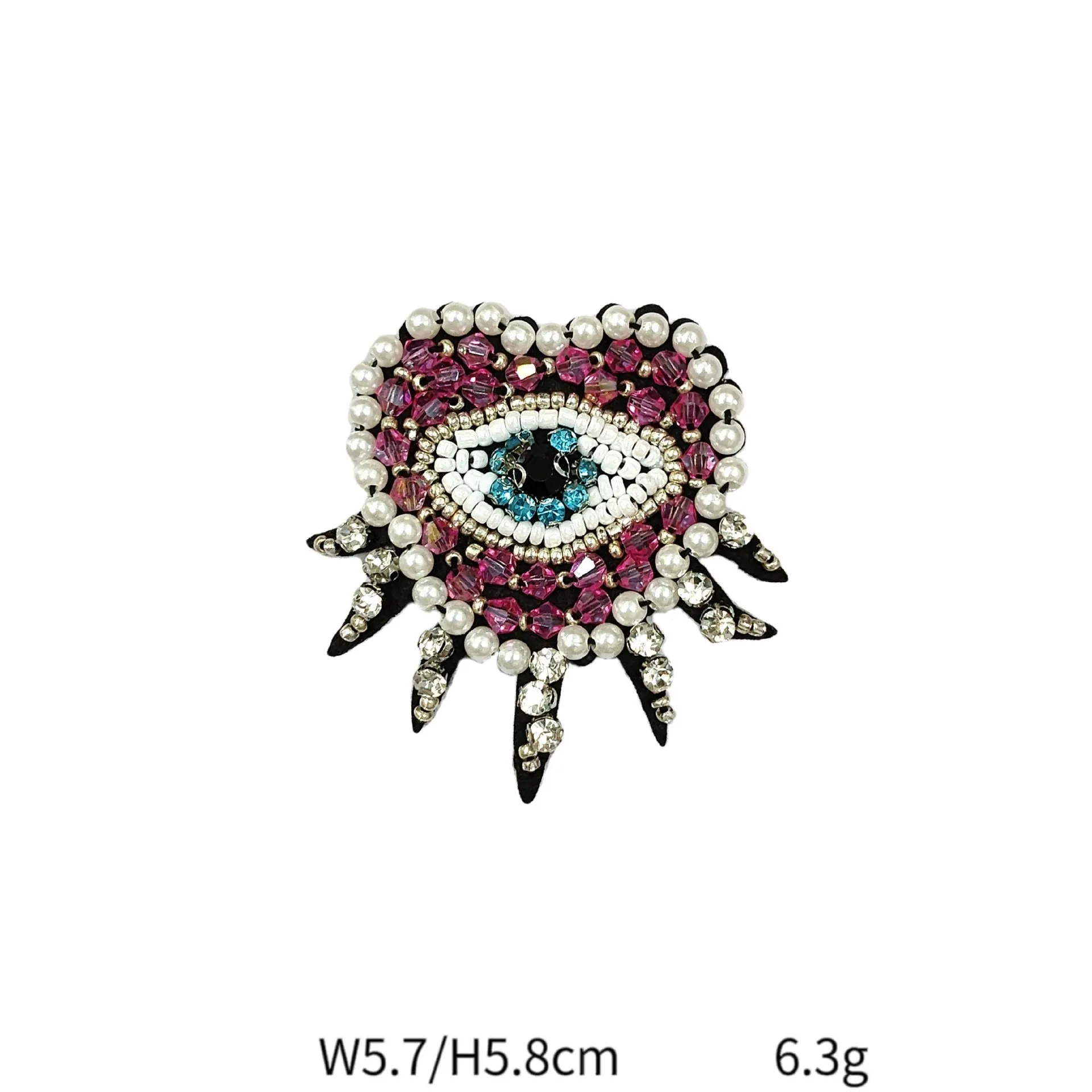 Handcrafted Beaded Eye Fabric Patches for DIY Clothing and Bags 7 Pack