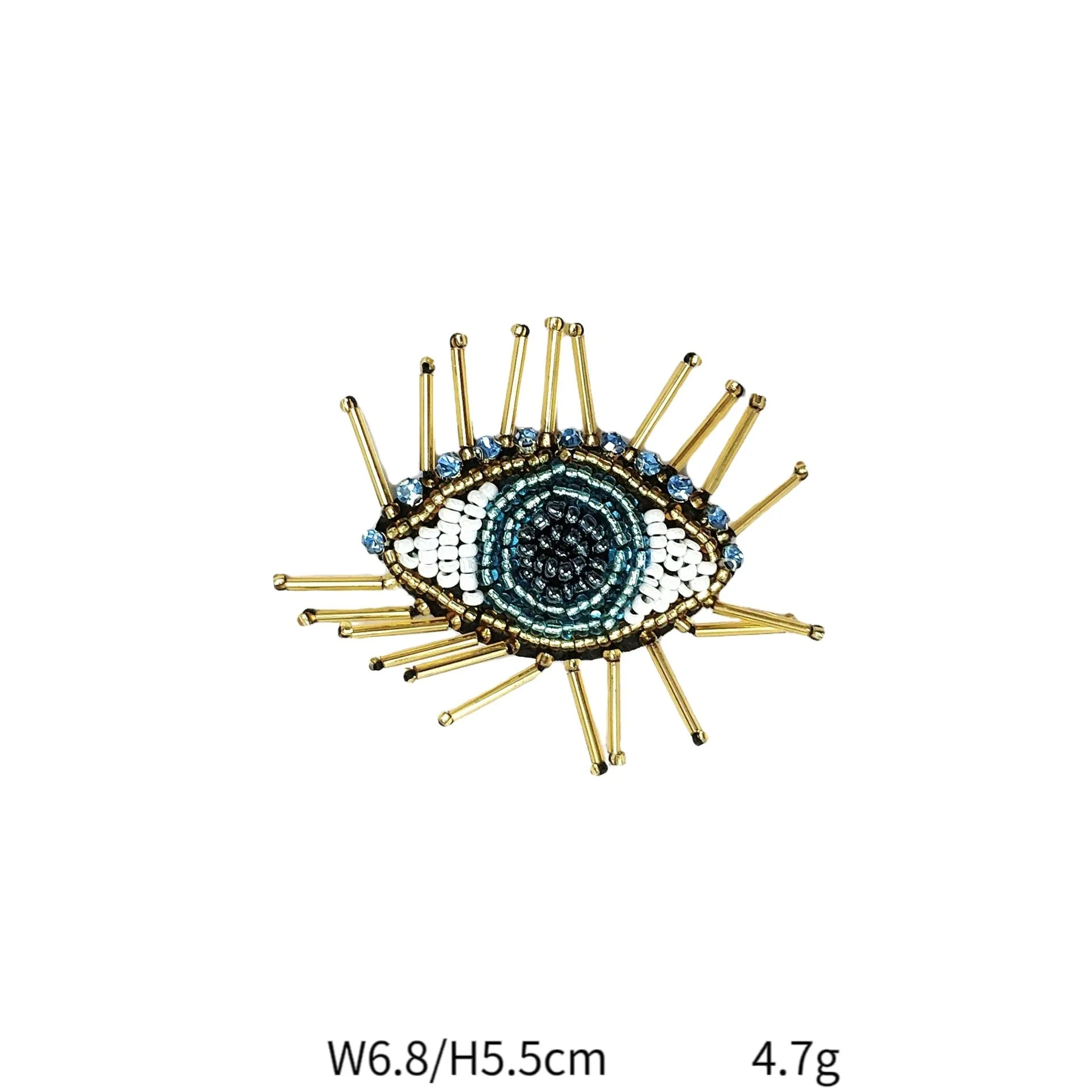 Handcrafted Beaded Eye Fabric Patches for DIY Clothing and Bags 7 Pack