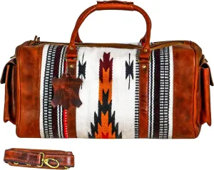 Handmade Duffle Bag leather heavy duty Gym Sports Airplane Overnight Luggage Carry On Unisex Travel Hand Rug Wollen Gift for His/Her (Excluding Shoe Compartment, Rug Duffle Bag ESC_07)