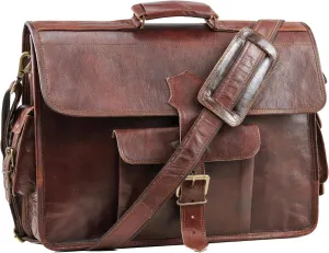 Handmade World 18 Inch Leather Briefcase Laptop Messenger Bag 'The Beacon' Computer Crossbody Satchel Shoulder Bag