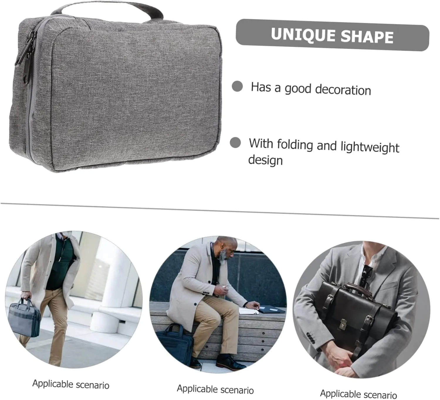 Hanging Storage Bag Duffle Bag for Travel Clear Makeup Bags Toiletry Supply Man Foldable Storage Box, Grey, 25x16.5x8cm