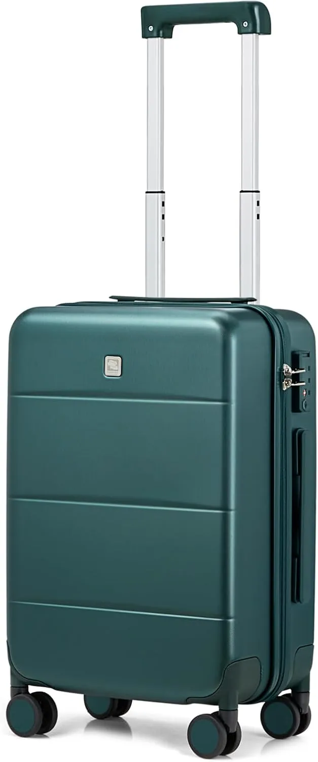 Hanke 20 Inch Carry On Luggage 22x14x9 Airline Approved PC Hard Shell Suitcases with Wheels TSA Luggage for Women Men Lightweight Travel Luggage(Blackish Green)