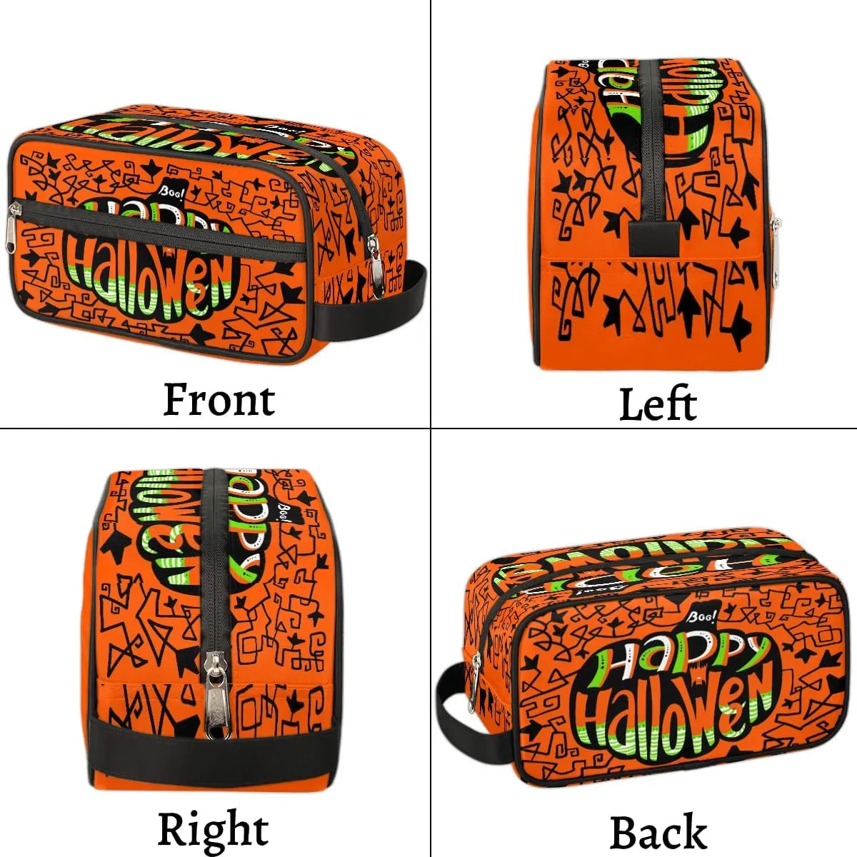 Happy Halloween Topic Travel Toiletry Bag for Women Men Small Cosmetic Makeup Organizer Water Resistant Shaving Bag Portable Make Up Bag Storage Bags with Handle