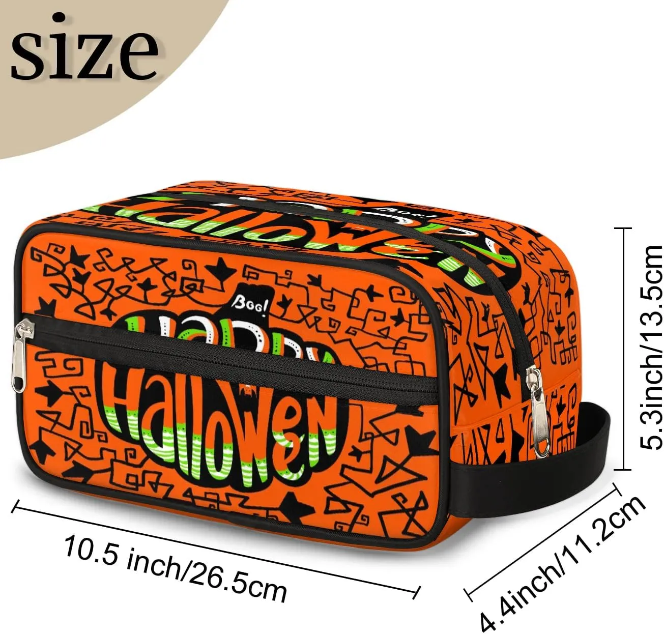 Happy Halloween Topic Travel Toiletry Bag for Women Men Small Cosmetic Makeup Organizer Water Resistant Shaving Bag Portable Make Up Bag Storage Bags with Handle