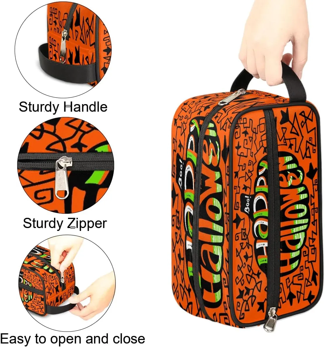 Happy Halloween Topic Travel Toiletry Bag for Women Men Small Cosmetic Makeup Organizer Water Resistant Shaving Bag Portable Make Up Bag Storage Bags with Handle