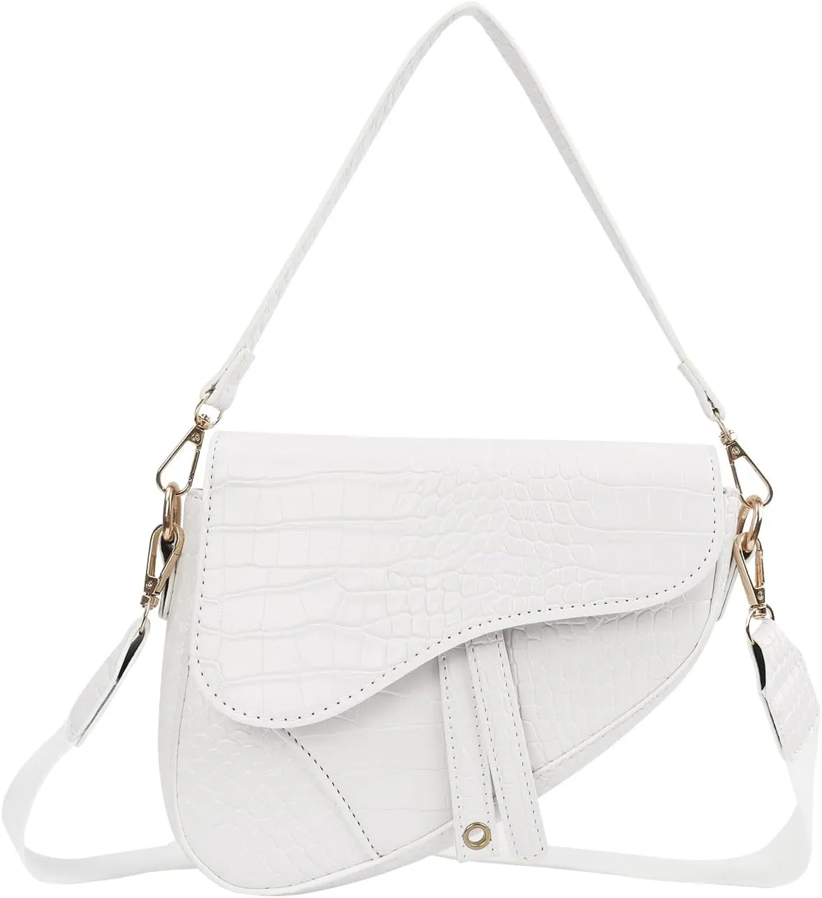 HDE Women's Saddle Shoulder Bag PU Leather Crossbody Purse Crocodile Handbag