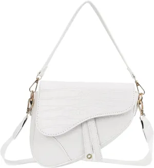 HDE Women's Saddle Shoulder Bag PU Leather Crossbody Purse Crocodile Handbag