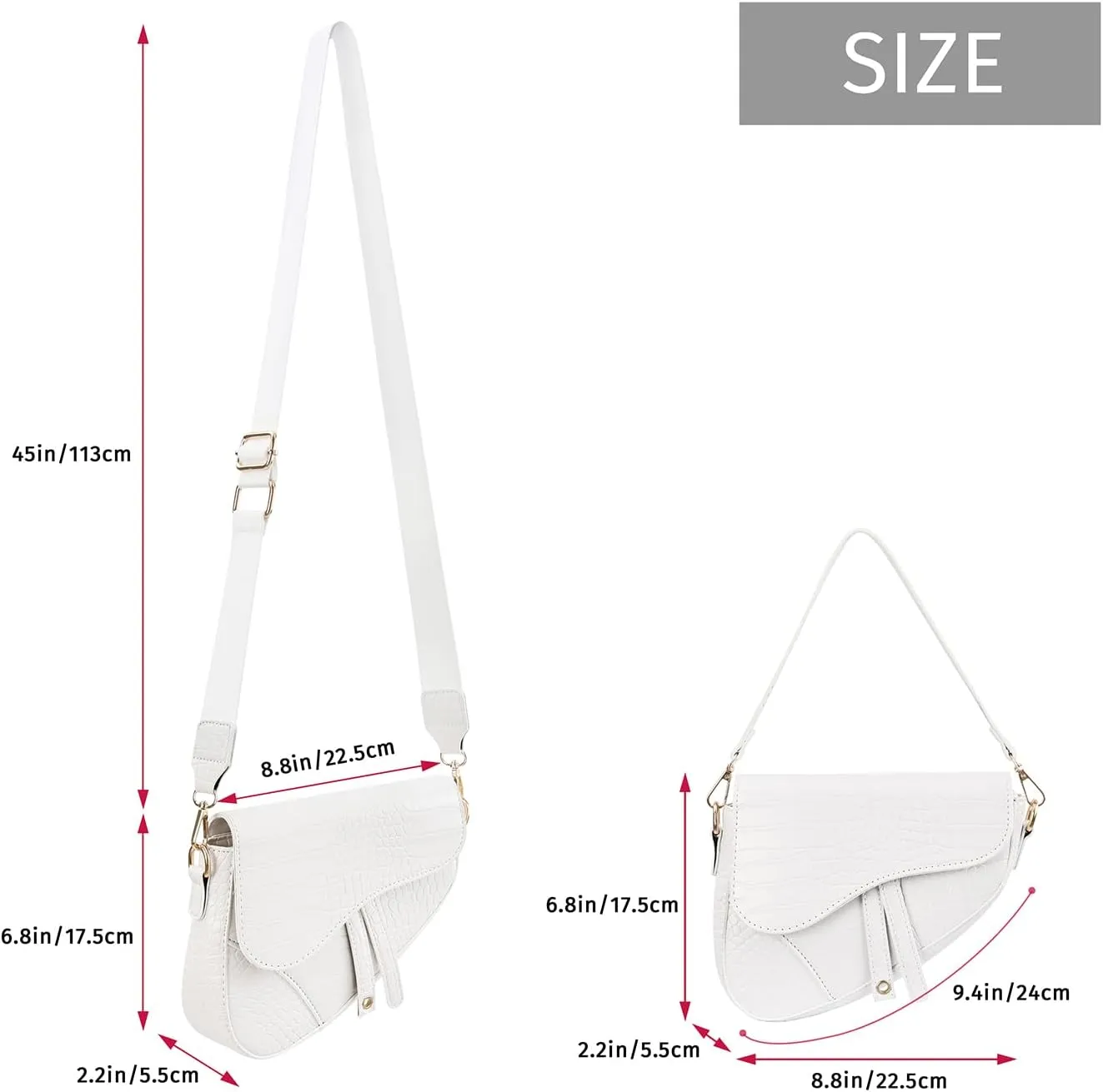 HDE Women's Saddle Shoulder Bag PU Leather Crossbody Purse Crocodile Handbag