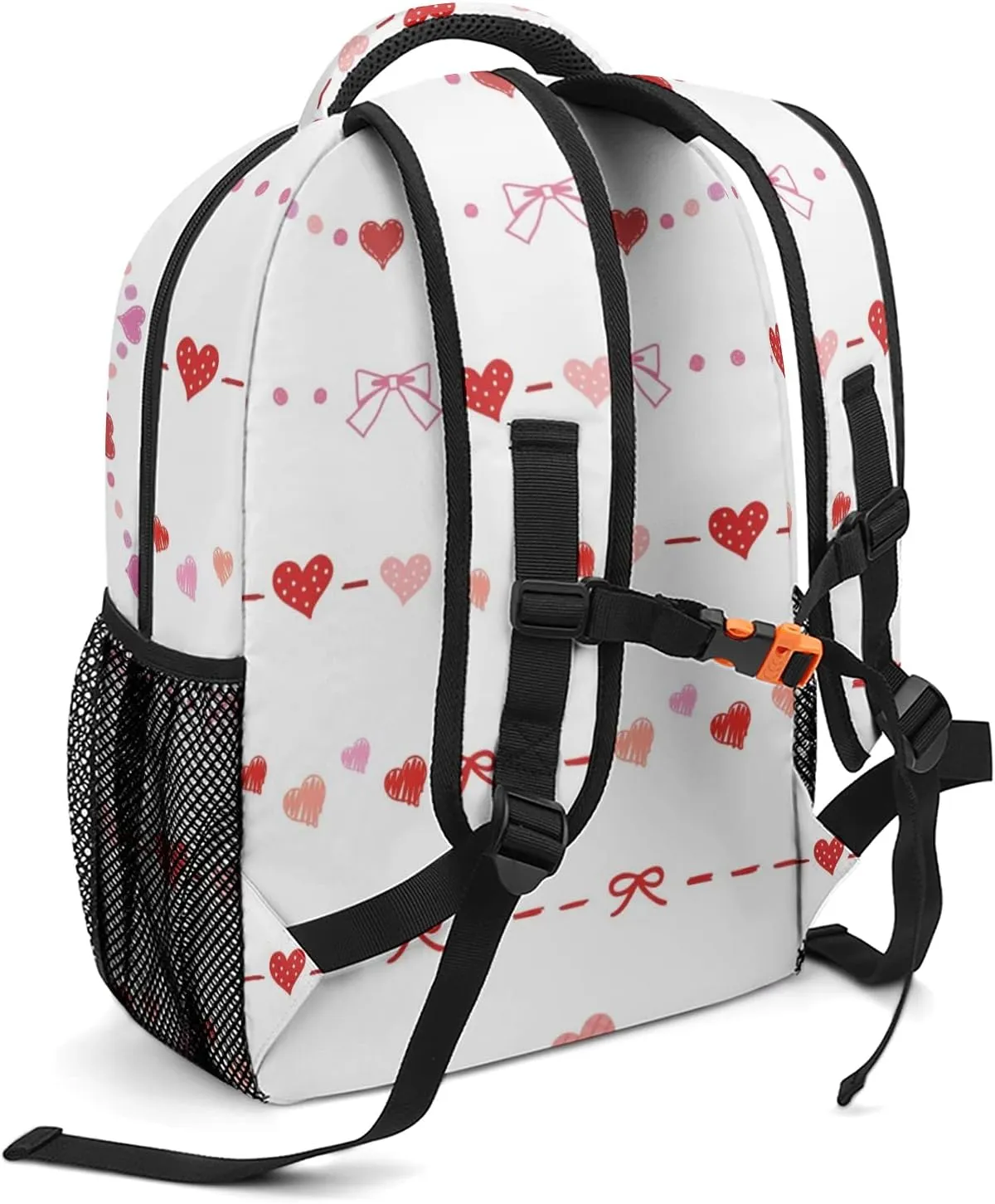 Heart and Ribbon Custom Kids Backpack, Personalized Student School Bags for Boys & Girls, Bookbags with Adjustable Strapfor Travel
