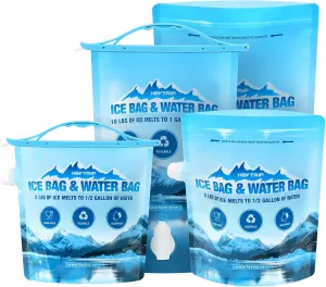 HEYTRIP 4 Pack Reusable Ice Bags for Cooler 2.5lb 5lb Ice Cube Bags, Long Lasting Cold Dry Freezer Packs, Leakproof Water Container - Fill it with Ice to Keep Cooler Cold and Drink its ICY Water