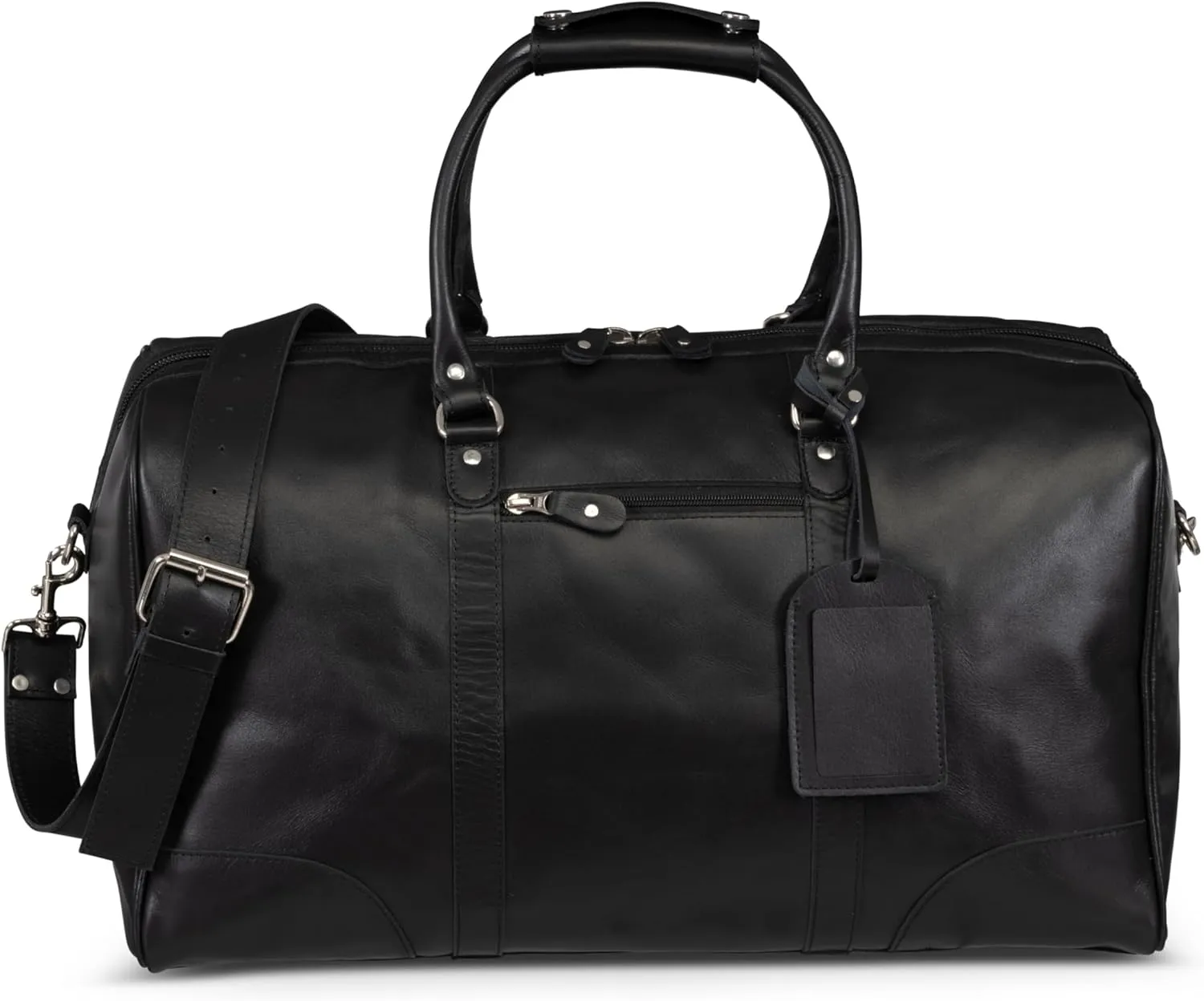 HIDES 50L Tourist Leather Duffle Bag, Handcrafted Travel Companion with Premium Full-Grain Leather Spacious Compartment Secured Zip Pockets and Adjustable Shoulder Strap (Black)