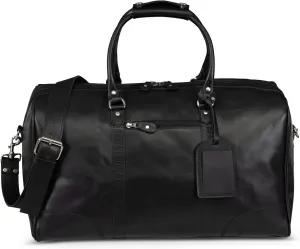 HIDES 50L Tourist Leather Duffle Bag, Handcrafted Travel Companion with Premium Full-Grain Leather Spacious Compartment Secured Zip Pockets and Adjustable Shoulder Strap (Black)