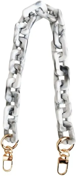 Hongvarey Purse Acrylic Chain Strap,Handbag Handles Chain Strap, Bag DIY Accessories Chain,Resin Acrylic Chain Strap-Oblong White Gray 44CM