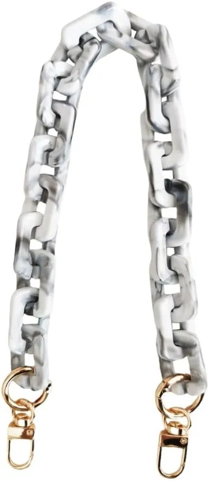 Hongvarey Purse Acrylic Chain Strap,Handbag Handles Chain Strap, Bag DIY Accessories Chain,Resin Acrylic Chain Strap-Oblong White Gray 44CM