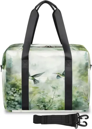 Hummingbirds Trees Ferns Womens Travel Bags, Weekender Carry on for Women, Sports Gym Bag, Workout Duffel bag, Overnight Shoulder Bag