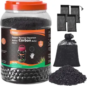hygger Aquarium Activated Carbon, Premium Natural Coconut Shell Activated Charcoal for Freshwater and Saltwater, Fish Tank Filter Media, Water Purification Carbon (45.8 oz with Fine Mesh Bag)