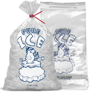 Ice Bags, 1,000 Count, 10 lb Capacity, Wicket with Twist Ties, for Interplas Ice Bagger, Convenience Store/Gas Station Use (Metal Wire Wicket)