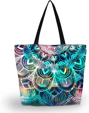icolor Large Grocery Eco Friendly Market travel Sports Handle case Bag shoulder bag Reusable Portable Storage HandBags Convenient Shoppers Tote Beach Shopping Bag (YGWB-49)