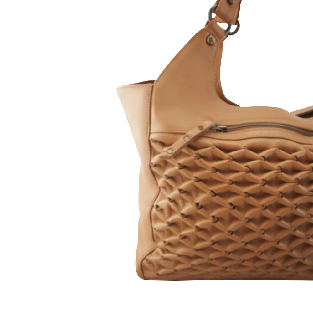Isla Textured Leather Tote | Camel