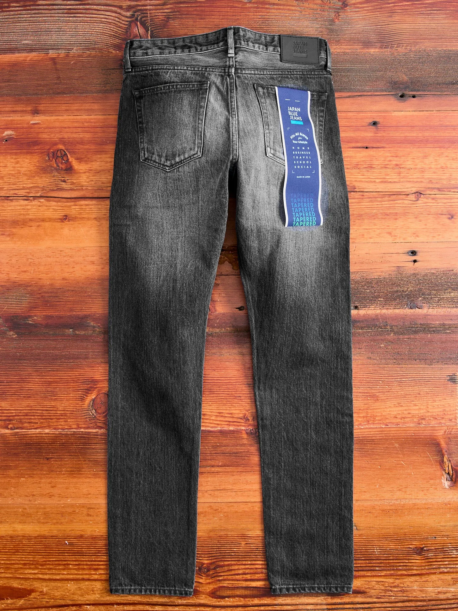 J214 "Aged Wash" 14oz Black Washed Selvedge Denim - Tapered Fit