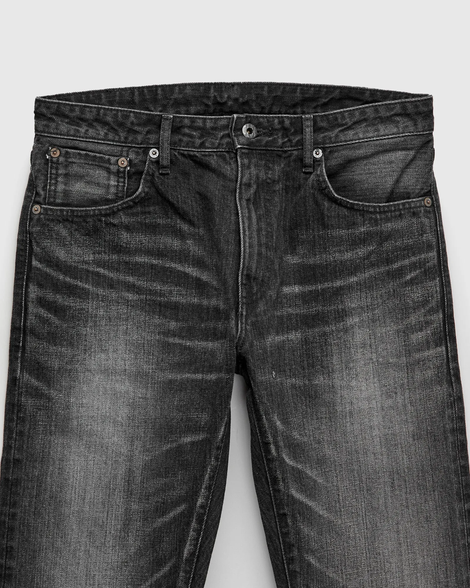 J314 "Aged Wash" 14oz Black Washed Selvedge Denim - Straight Tapered Fit