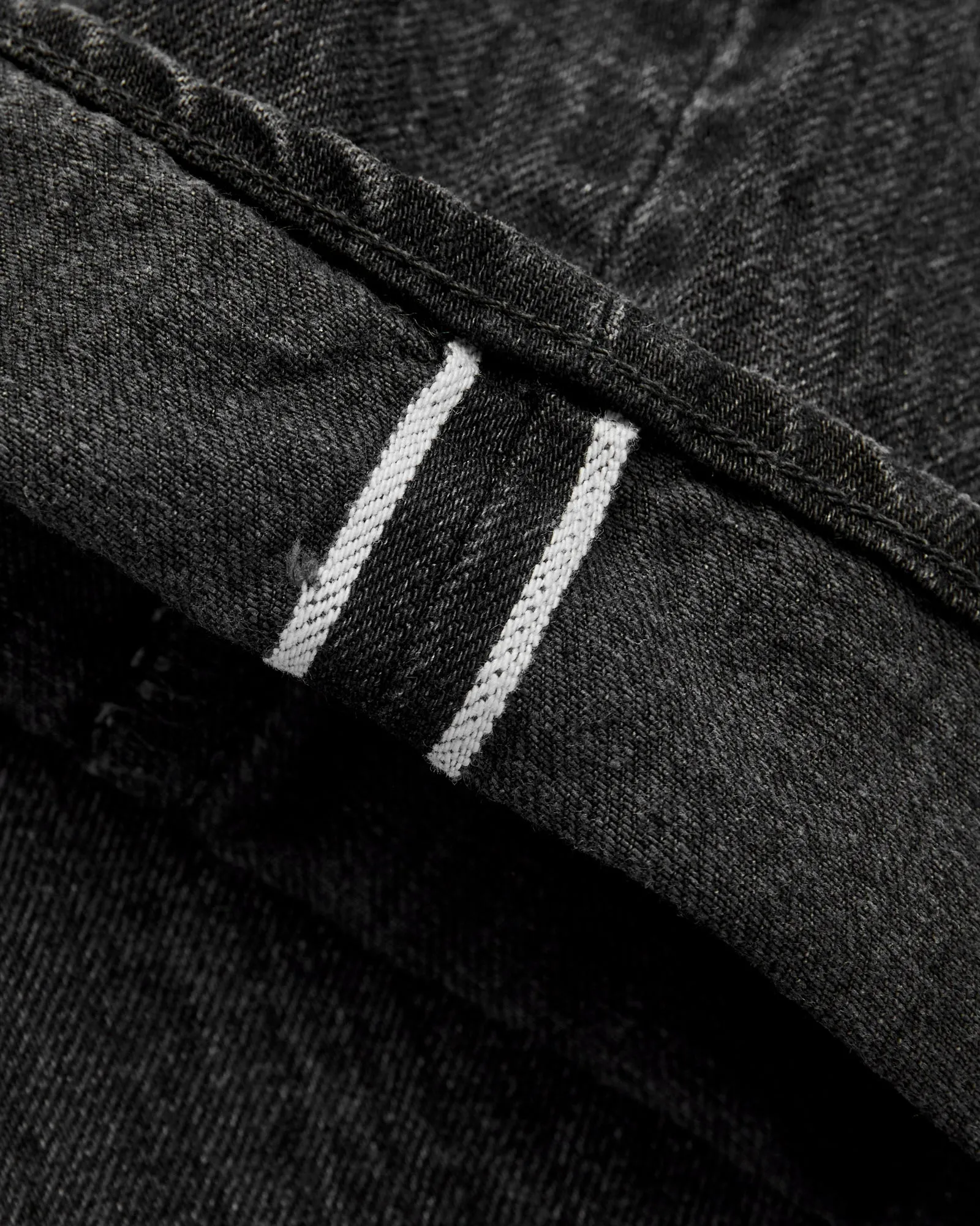 J314 "Aged Wash" 14oz Black Washed Selvedge Denim - Straight Tapered Fit