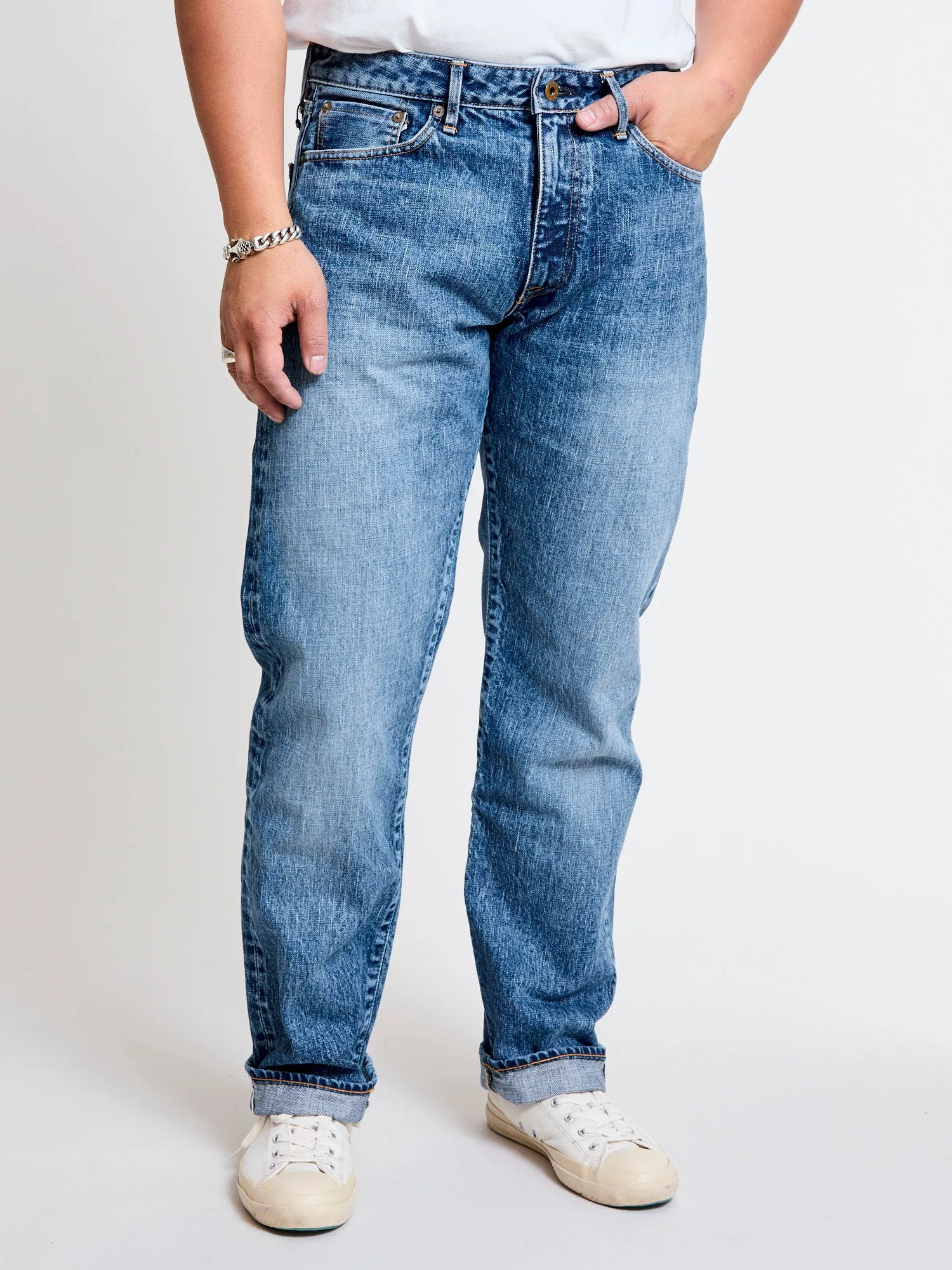 J401-LID "Circle Aged Wash" 14.8oz Selvedge Denim - Classic Straight Fit