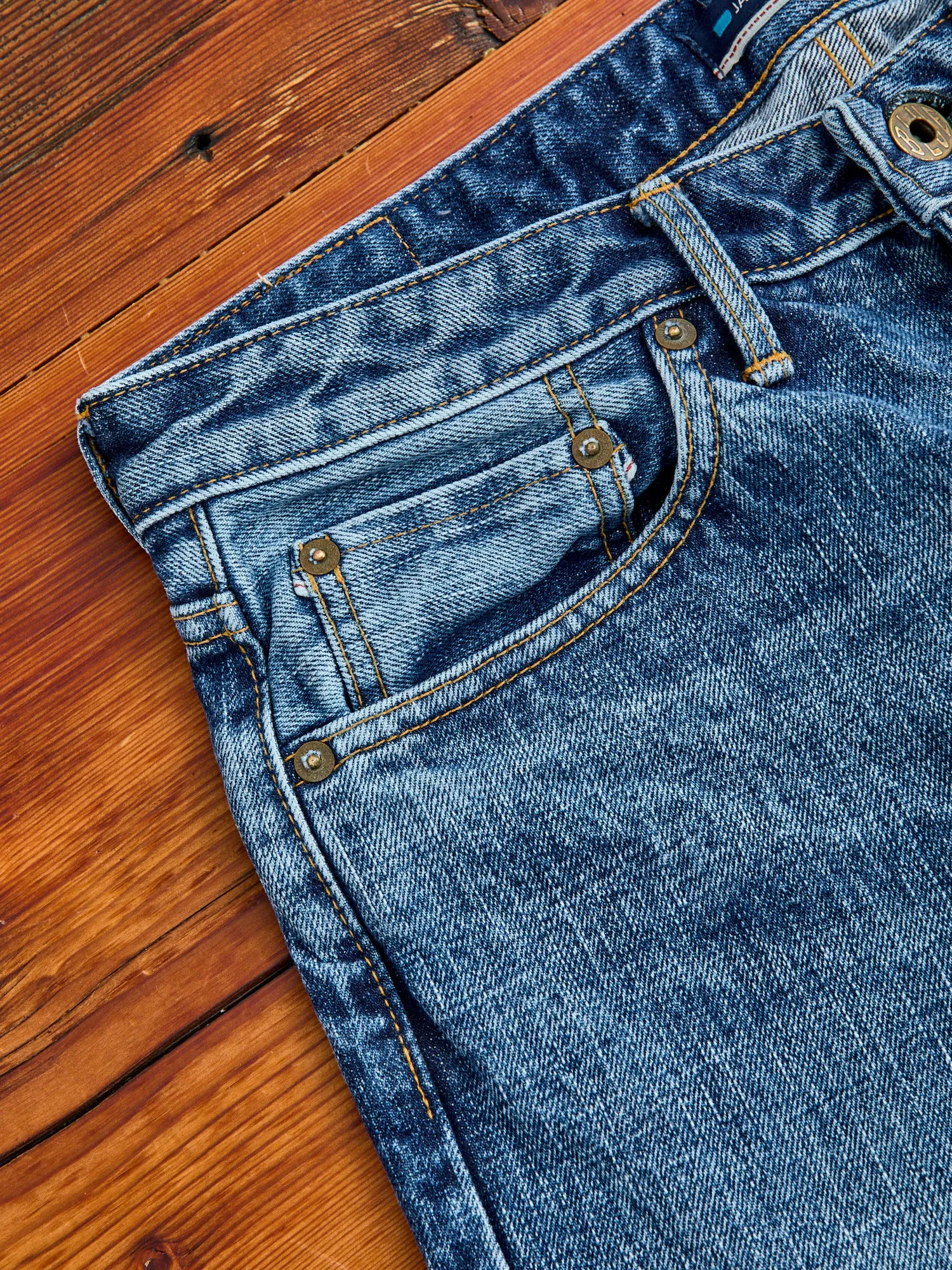 J401-LID "Circle Aged Wash" 14.8oz Selvedge Denim - Classic Straight Fit