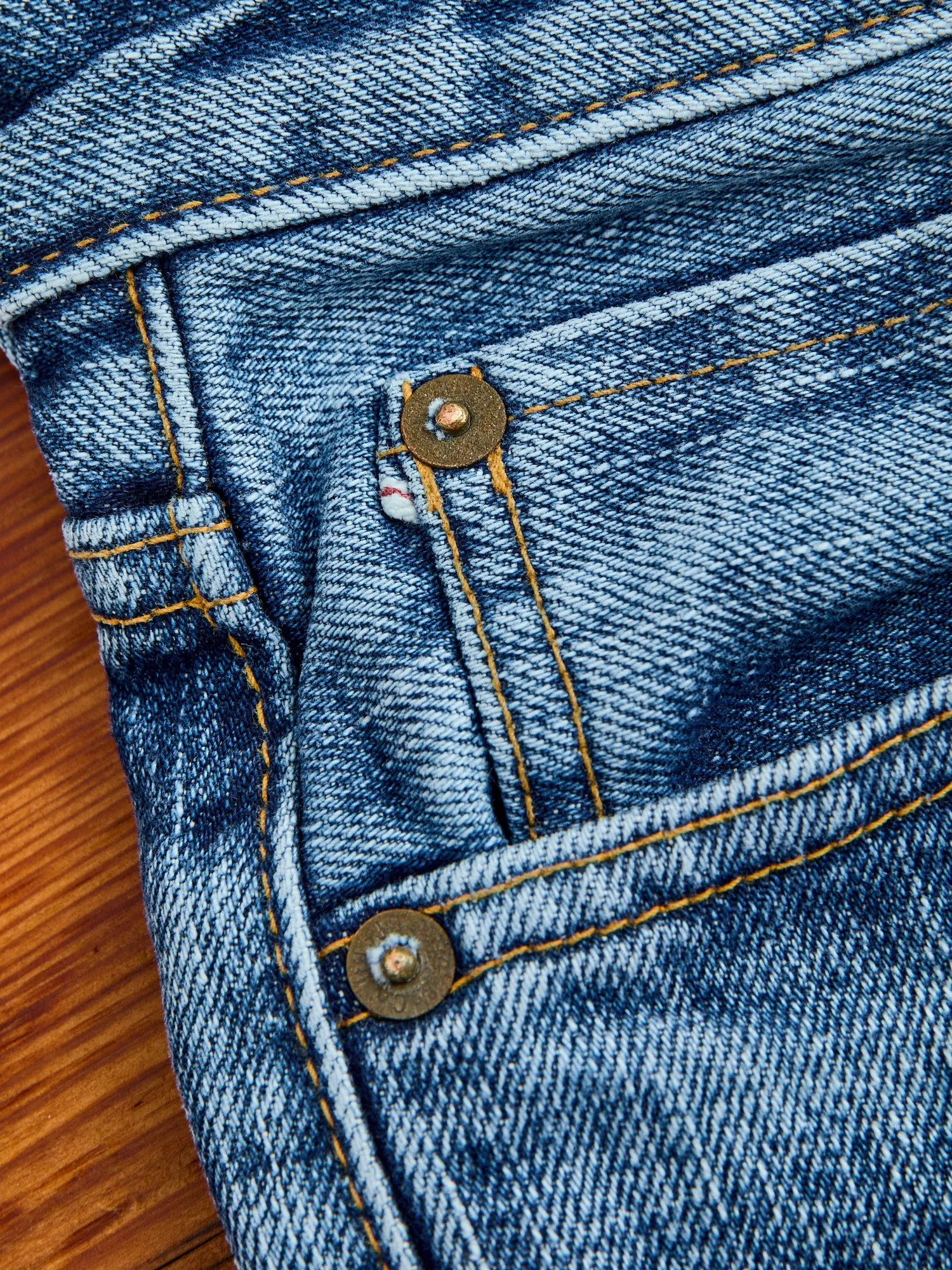 J401-LID "Circle Aged Wash" 14.8oz Selvedge Denim - Classic Straight Fit