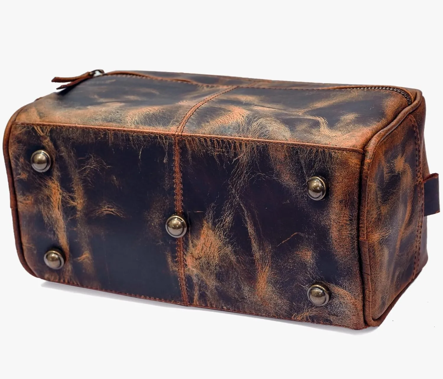 jaald Men's Genuine Leather Toiletry Bag Waterproof Dopp Kit Shaving Bags And Grooming For Travel Groomsmen Gift Men Women Hanging Zippered Makeup Bathroom Cosmetic Pouch Case Make Up kit