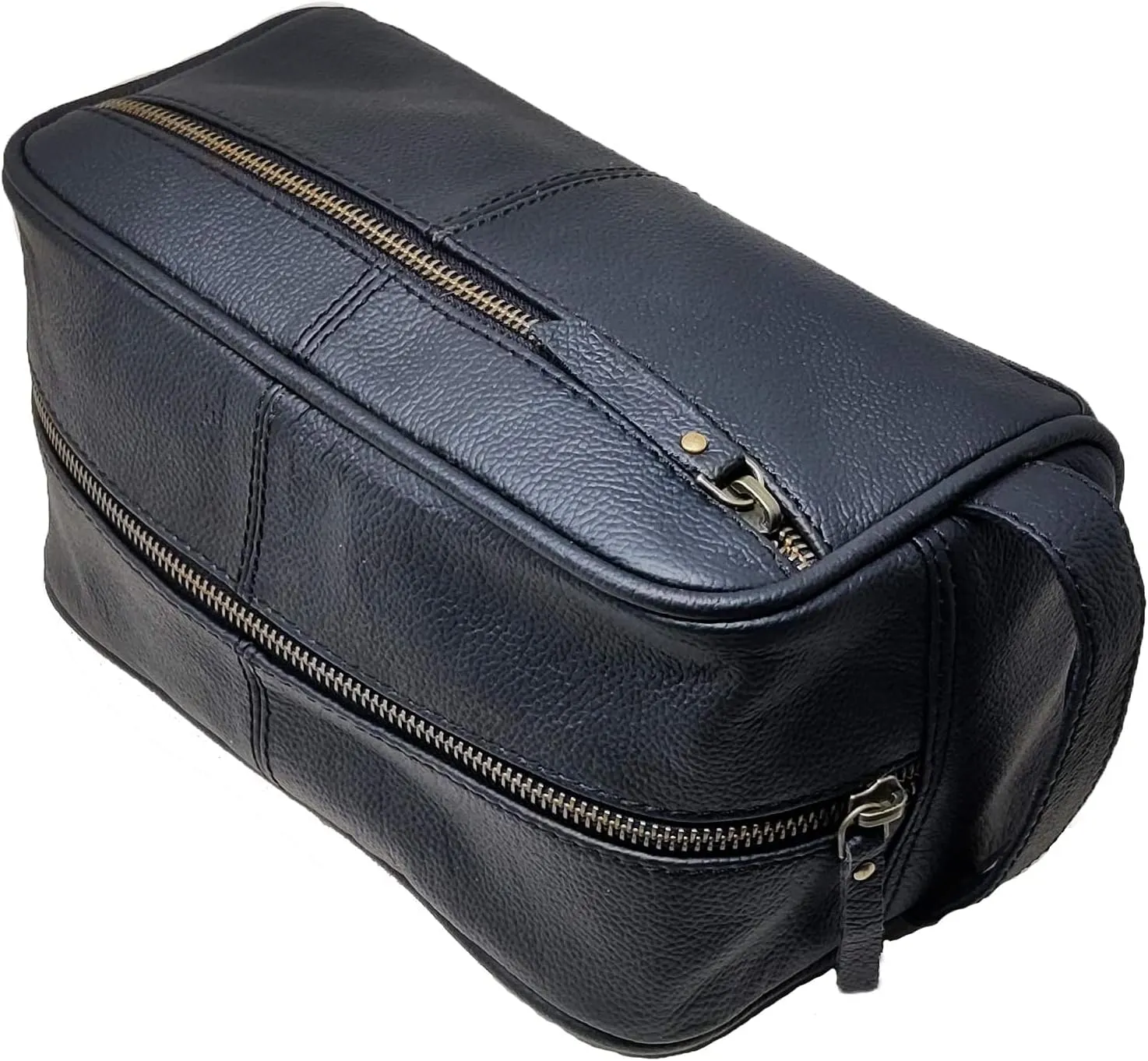 jaald Men's Genuine Leather Toiletry Bag Waterproof Dopp Kit Shaving Bags And Grooming For Travel Groomsmen Gift Men Women Hanging Zippered Makeup Bathroom Cosmetic Pouch Case Make Up kit