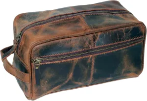 jaald Men's Genuine Leather Toiletry Bag Waterproof Dopp Kit Shaving Bags And Grooming For Travel Groomsmen Gift Men Women Hanging Zippered Makeup Bathroom Cosmetic Pouch Case Make Up kit