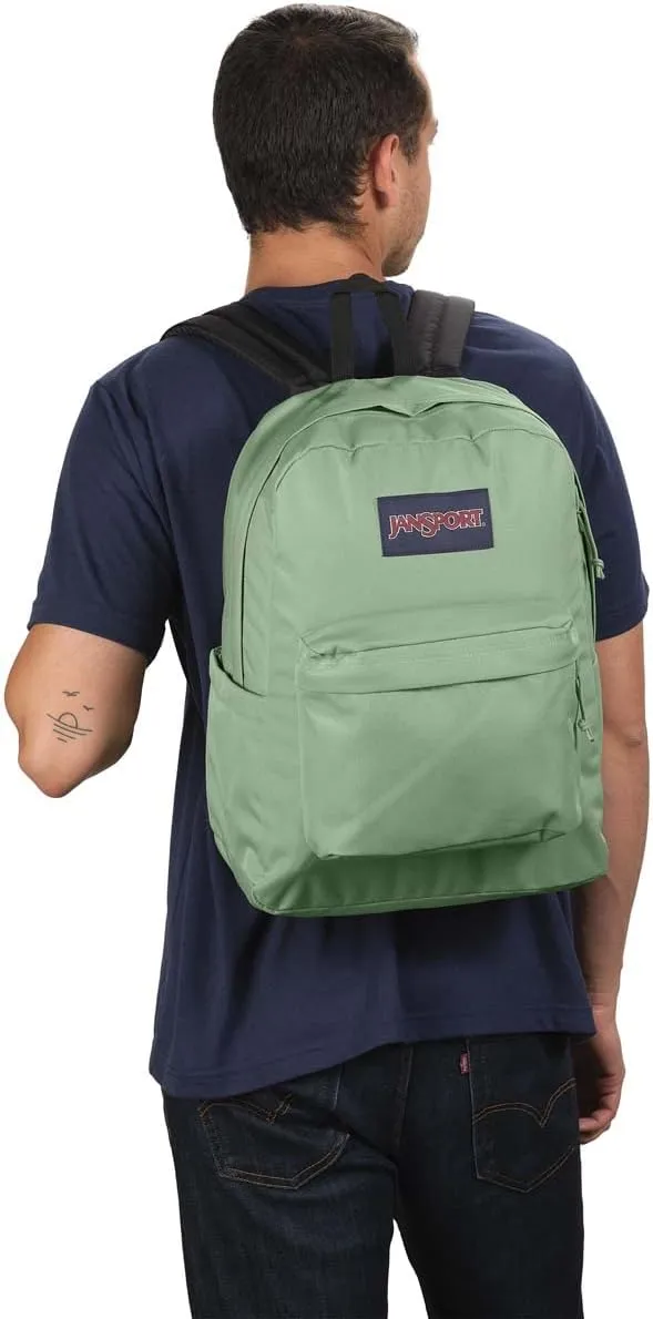 JanSport SuperBreak Plus Backpack with Padded 15-inch Laptop Sleeve and Integrated Bottle Pocket - Spacious and Durable Daypack for Work and Travel - Loden Frost