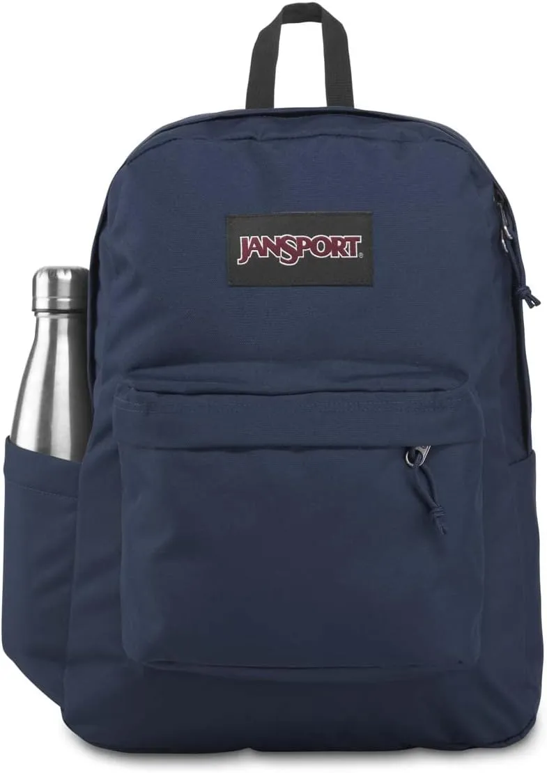 JanSport SuperBreak Plus Backpack with Padded 15-inch Laptop Sleeve and Integrated Bottle Pocket - Spacious and Durable Daypack for Work and Travel - Navy