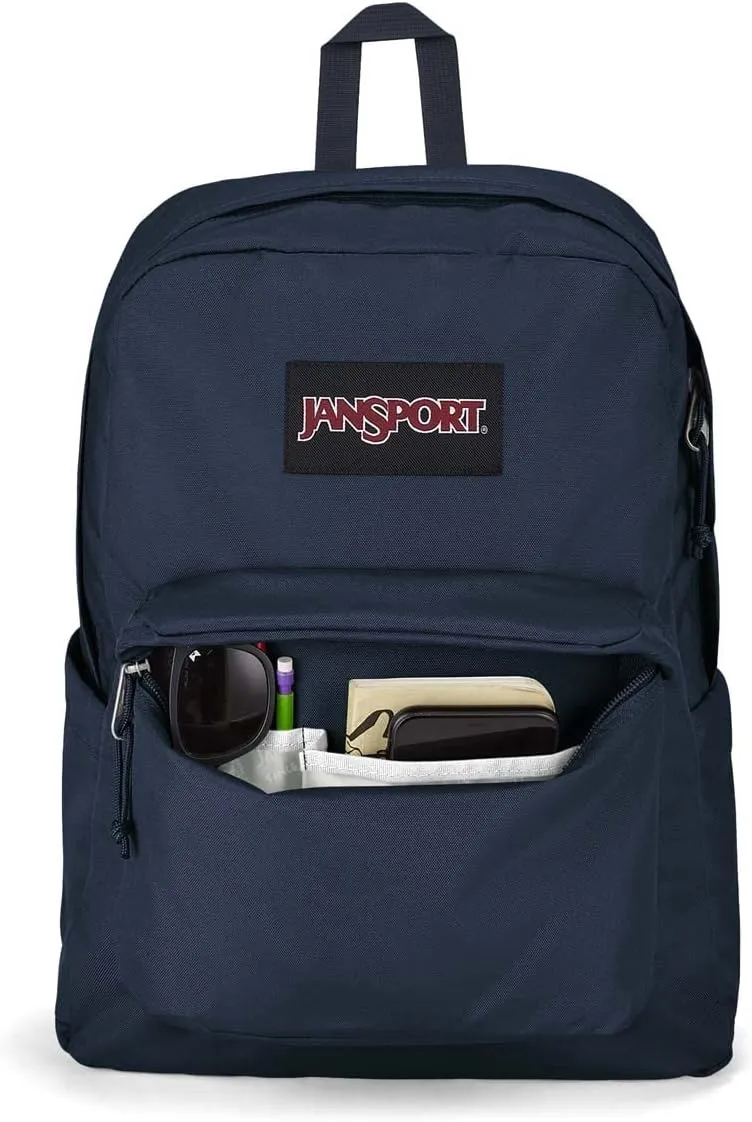 JanSport SuperBreak Plus Backpack with Padded 15-inch Laptop Sleeve and Integrated Bottle Pocket - Spacious and Durable Daypack for Work and Travel - Navy