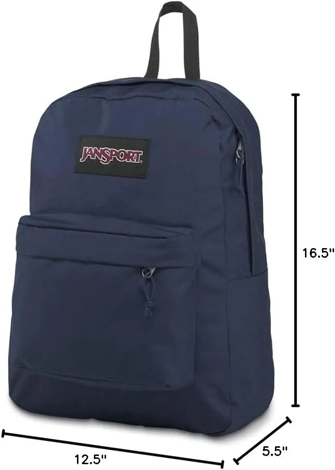 JanSport SuperBreak Plus Backpack with Padded 15-inch Laptop Sleeve and Integrated Bottle Pocket - Spacious and Durable Daypack for Work and Travel - Navy