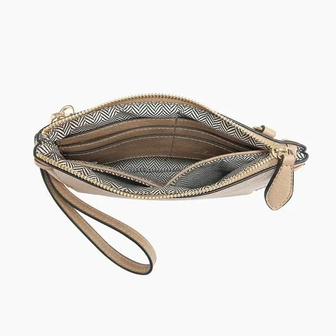 JEN & CO. Bonnie Vegan Leather Small Crossbody Bags Whipstitch Wristlet Wallets Clutch Purses Shoulder Handbag for Women